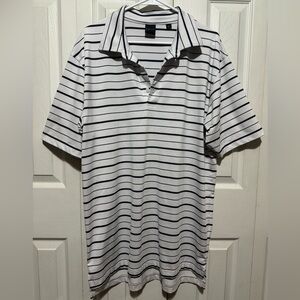 Dunning Golf Polo Shirt Size XL - Dark Navy & White Striped